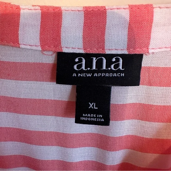 a.n.a beautiful salmon pink and white striped shirt - Picture 2 of 6